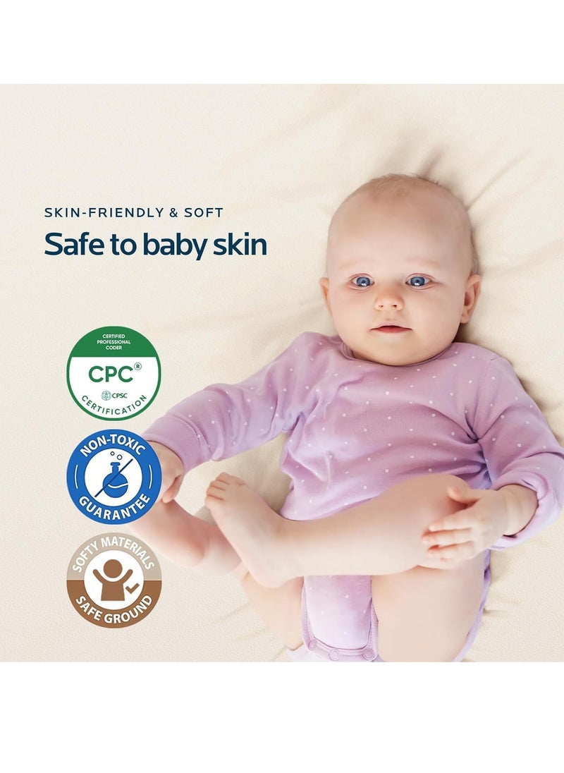 Dr. Pure - Padded Baby Play Mat for Floor: 48x48 Extra Thicker Soft Non Toxic Vegan Leather Infant Playmat for Babies Toddlers Kids Crawling Sit Play - Fits Nicely Into 47x47and 50x50 Playpen Any Playroom - Image 1
