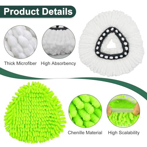 Uoiispet Mop Head Replacement for O Cedar, Spin Mop Replacement Head for Ocedar Easywring 1 Tank System, Mop Heads Includeds 4 Mop Replacement Heads , 1 Spin Scrub Brush & 1 Base - Image 4