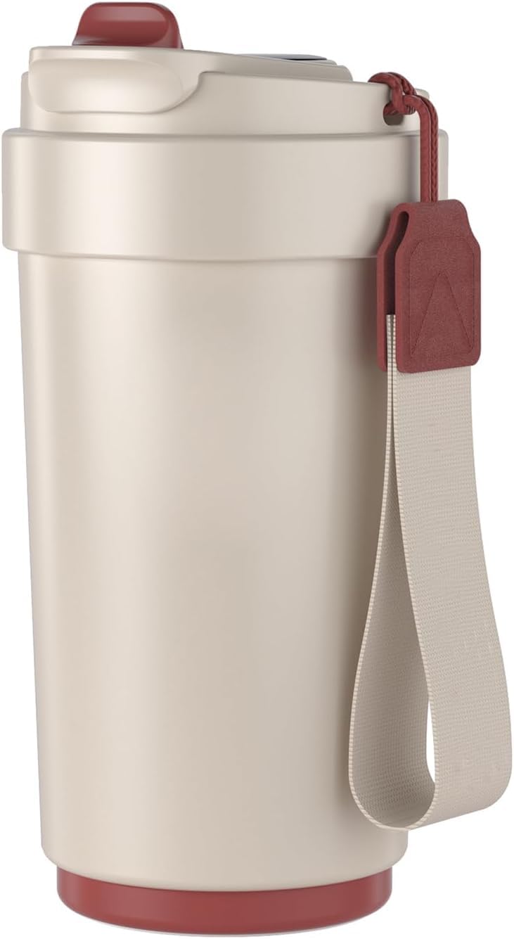 Wosta Smart Insulated Coffee Travel Mug with Touch Screen Digital Temperature Display Travel Flasks, 420 Ml, 316 Stainless Steel Reusable - Leak Proof, Thermal Mug (Vanila) - Image 1