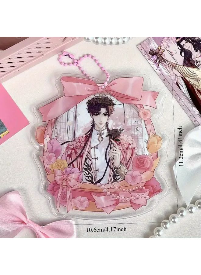 حامل شارة أنيمي ياباني لطيف مع رباط زهري، علبة واقية مستديرة قطر 75 مم - Image 5