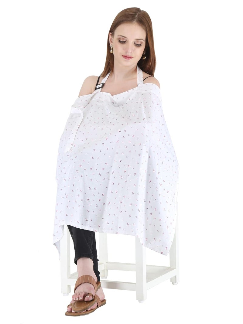 Switchon Feeding Apron Cover Maternity Cover & Scarf 100% Cotton Maternity Breastfeeding Multipurpose for Mothers (White1) - Image 1
