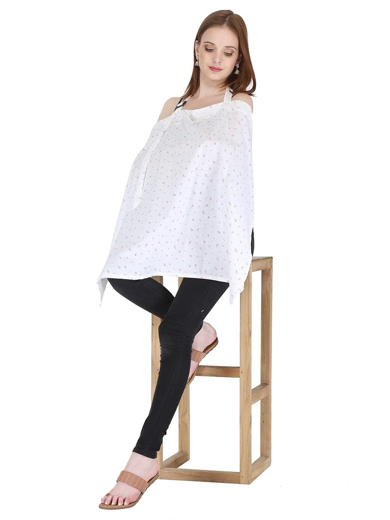 Switchon Feeding Apron Cover Maternity Cover & Scarf 100% Cotton Maternity Breastfeeding Multipurpose for Mothers (White1) - Image 3