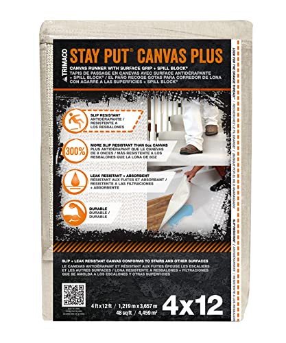 Trimaco 04328 Slip Resistant Dropcloth Stay Put Canvas Plus Drop Cloth 4feet x 12feet