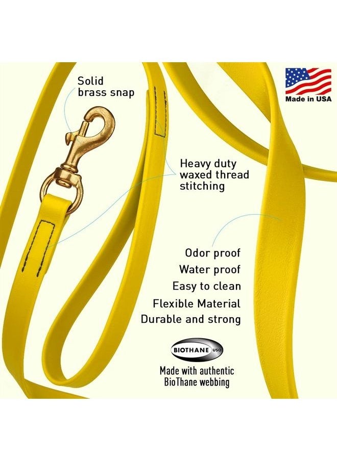 Viper Biothane K9 Working Dog Leash Waterproof Lead for Tracking Training Schutzhund Odor-Proof Long Line with Solid Brass Snap for Puppy Medium and Large Dogs 4ft, Lemon Yellow  - Image 2