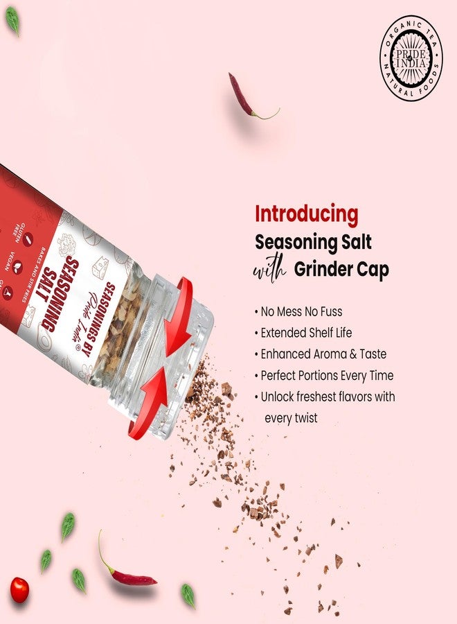 Pride of India Seasoning Salt Grinder 2.3 oz (65 gm) | Garlic Onion Spice Blend in Convenient Countertop Grinder | Spiced Pink Salt for Soup, Stews, Stir Fries | Vegan, Non-Bioengineered, Gluten Free - Image 4