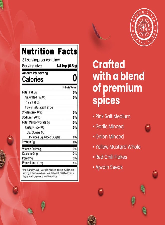 Pride of India Seasoning Salt Grinder 2.3 oz (65 gm) | Garlic Onion Spice Blend in Convenient Countertop Grinder | Spiced Pink Salt for Soup, Stews, Stir Fries | Vegan, Non-Bioengineered, Gluten Free - Image 3