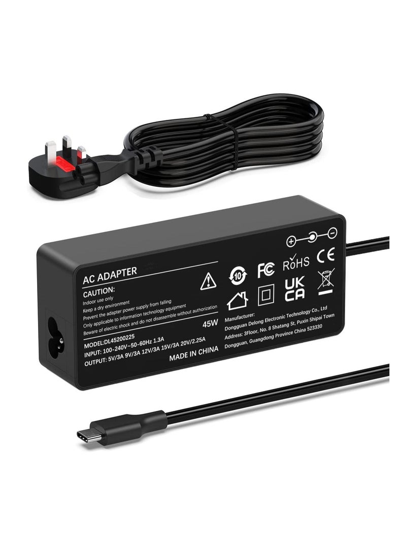 إن تك شاحن لاب توب NTECH 45 واط USB-C من النوع C لأجهزة Lenovo Chromebook Thinkpad Yoga HP Chromebook X360 Specter X360 Dell Xps ASUS ZenBook Chromebook والمزيد - Image 1