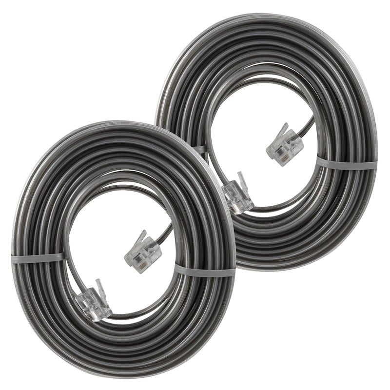 Power Gear Telephone Line Cord, 2 Pack, 25 Feet, Phone Cord, Modular Jack Ends, Works for Phone, Modem or Fax Machine, for Use in Home or Office, Satin, 46068,Gray - Image 2