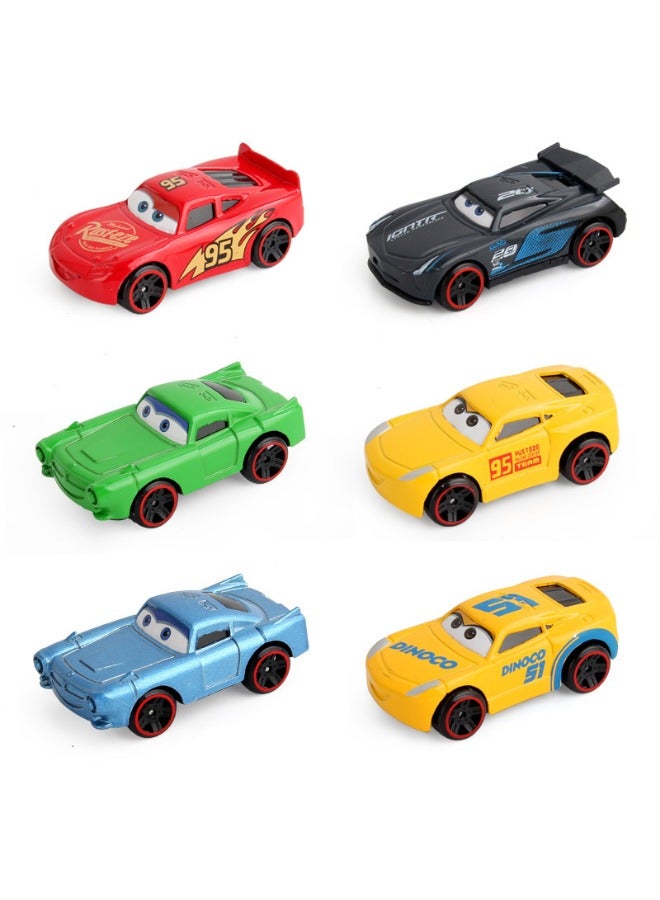 6 Pack Cars Series Alloy Toy Car, Lightning Mcqueen Car Model, Simulation Pull Back Model Car Racing Car Toys for Children Gift Collectible, 7*3.5*2.5 CM - Image 1