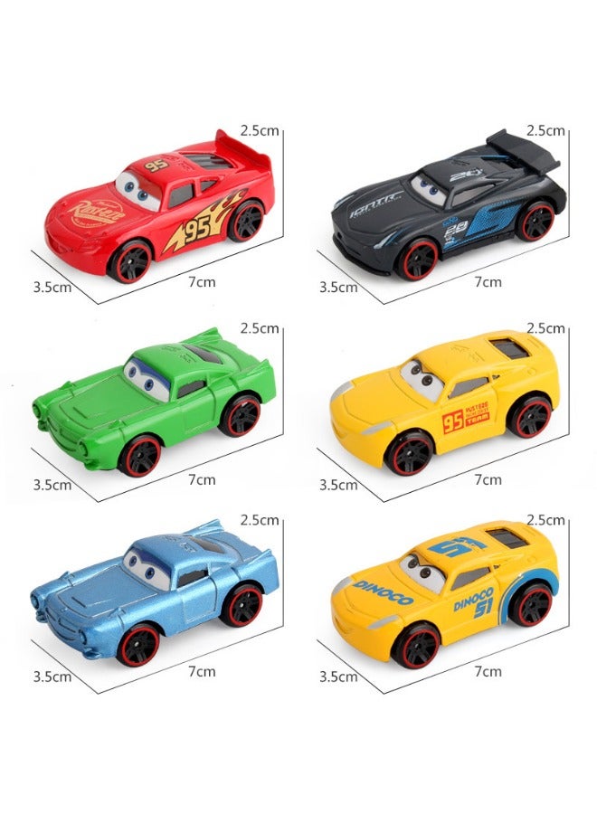 6 Pack Cars Series Alloy Toy Car, Lightning Mcqueen Car Model, Simulation Pull Back Model Car Racing Car Toys for Children Gift Collectible, 7*3.5*2.5 CM - Image 2