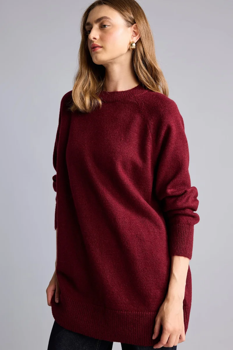 ديفاكتو Relax Fit Crew Neck Long Sleeve Knit Tunic