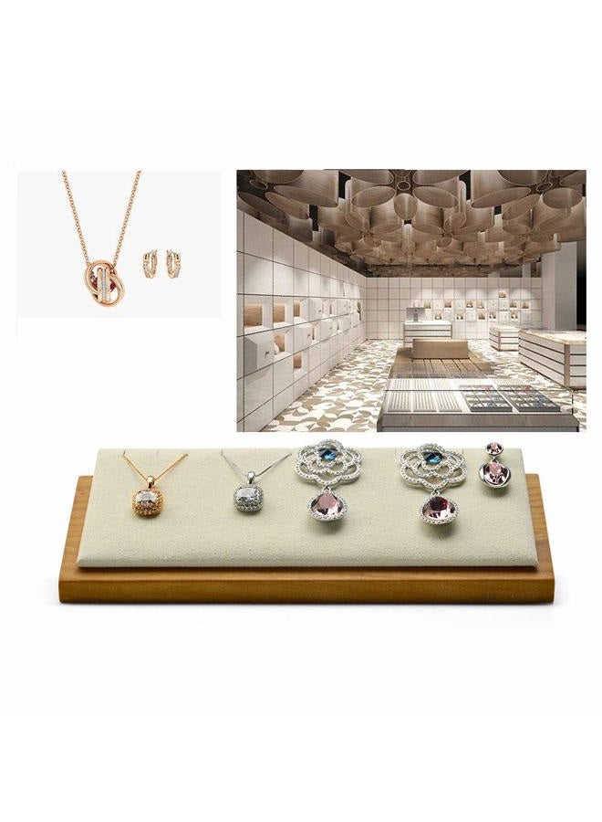 Oirlv Solid Wood Jewelry Display Stand Necklace Pendant Earring Showcase Organizer Triangular Plane Display(Creamy-White) - Image 2