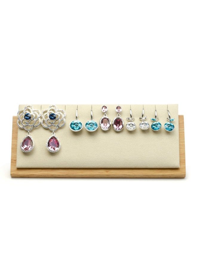 Oirlv Solid Wood Jewelry Display Stand Necklace Pendant Earring Showcase Organizer Triangular Plane Display(Creamy-White) - Image 5