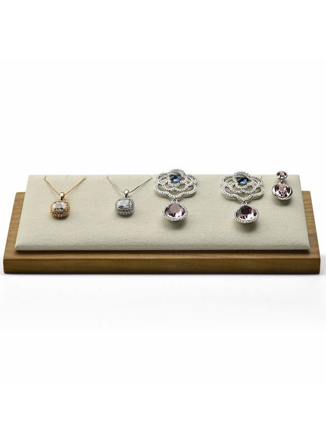 Oirlv Solid Wood Jewelry Display Stand Necklace Pendant Earring Showcase Organizer Triangular Plane Display(Creamy-White) - Image 1