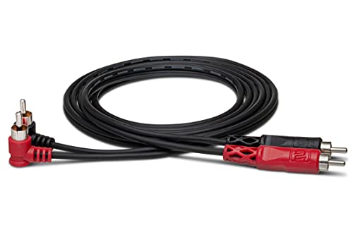 Hosa CRA-202R Dual RCA to Dual Right-Angle RCA Stereo Interconnect, 6.6 feet - Image 1