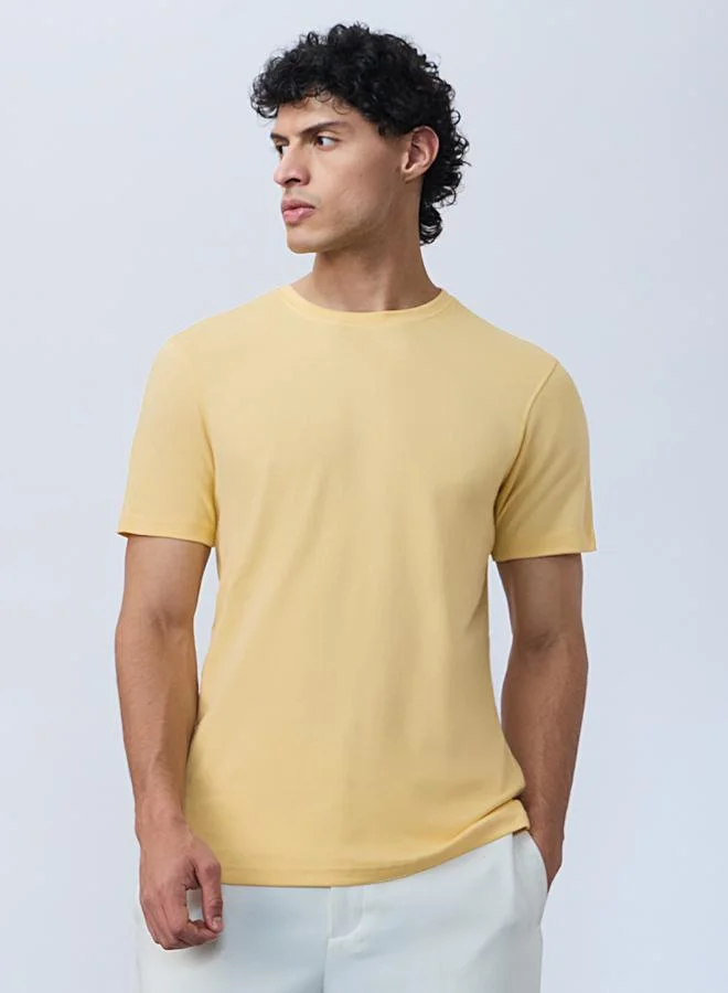 The Souled Store Men Yellow Supima Cotton T-Shirt