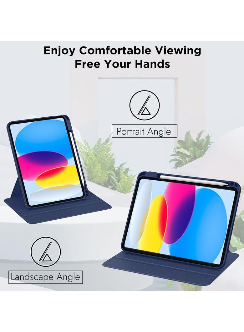 YoYoTech Rotating Case for iPad (A16)11th Generation 11 inch (2025) / iPad 10th Generation 10.9 inch(2022) with Pencil Holder,Auto Wake/Sleep,360 Degree Rotation Protective Stand Cover Clear Back- Blue - Image 2