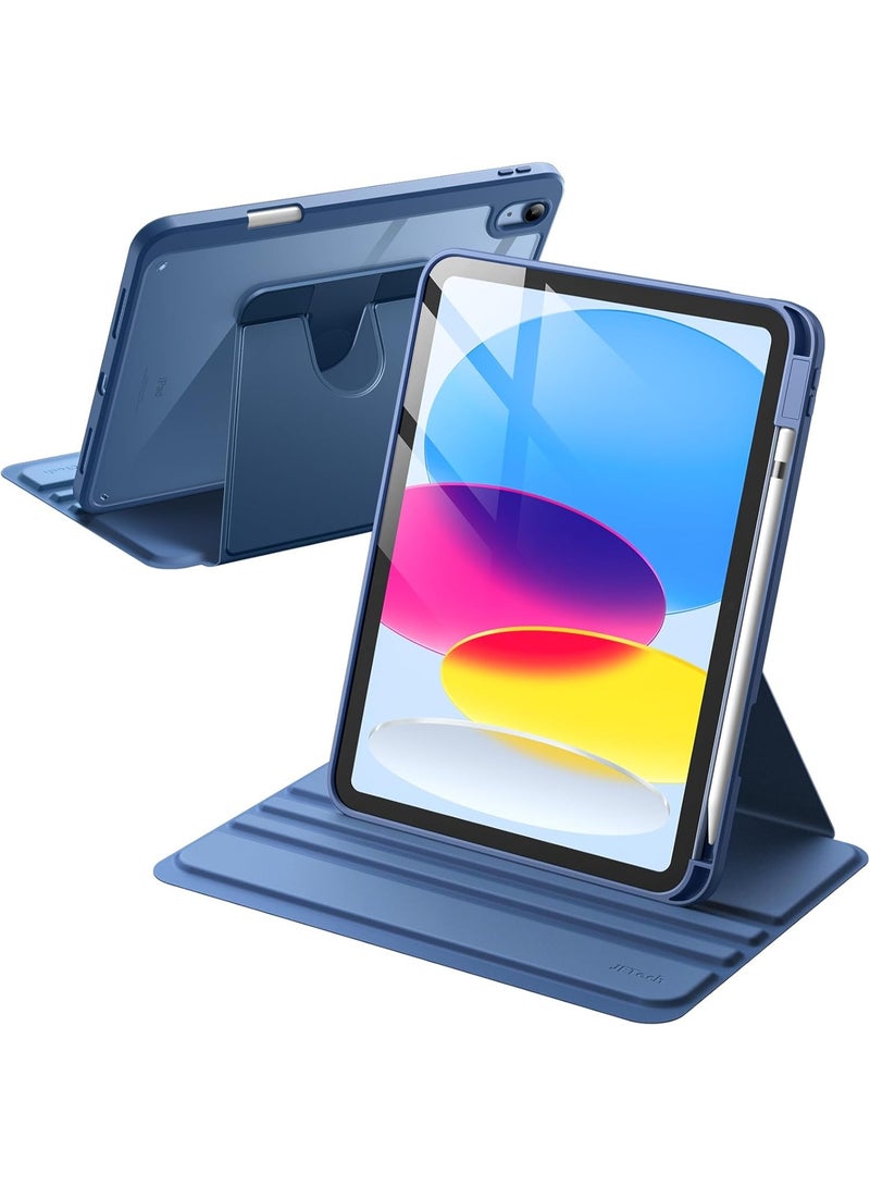 YoYoTech Rotating Case for iPad (A16)11th Generation 11 inch (2025) / iPad 10th Generation 10.9 inch(2022) with Pencil Holder,Auto Wake/Sleep,360 Degree Rotation Protective Stand Cover Clear Back- Blue - Image 1