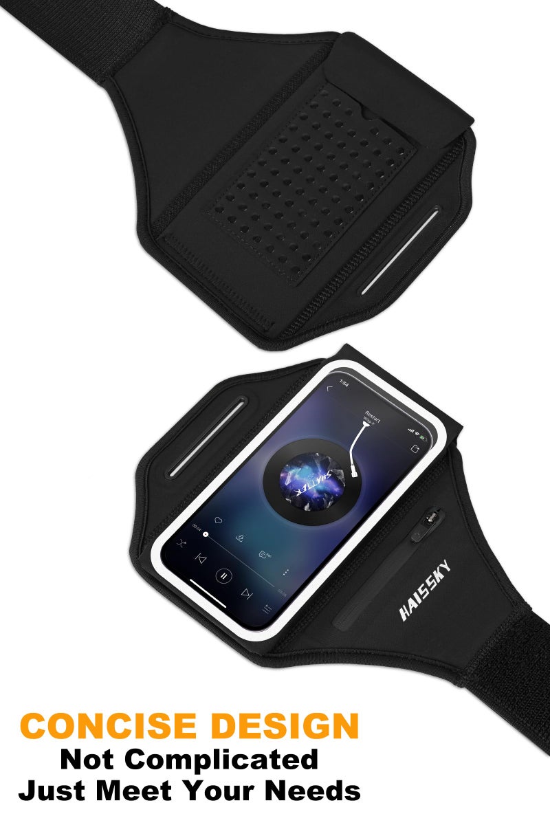 HAISSKY Running Armband with Earphone Bag Cell Phone Armband for iPhone 16 15 Pro 14 Plus 13 11 XR XS, Galaxy S24/S10 Water Resistant Sports Phone Holder Case & Zipper Slot Car Key Holder for 6.9 inch Phone - Image 5