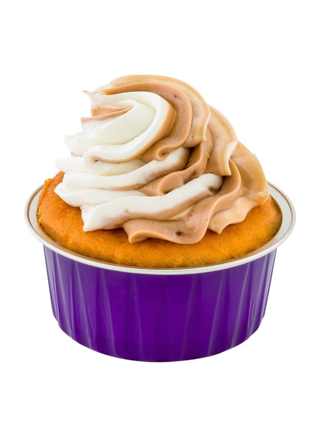 Restaurantware أكواب راميكن disposable سعة 4 أونصات، 100 كوب دائري كريمة بروليه disposable - آمنة للاستخدام في الفرن، لعمل الكب كيك والمافن، أكواب خبز ألومنيوم بنفسجية disposable، آمنة للاستخدام في الفريزر، الأغطية تباع بشكل منفصل - Image 2