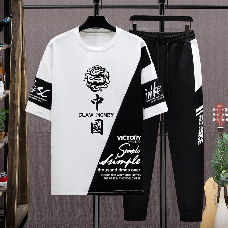 Short-sleeved T-shirt for teenagers boys 12-15 years old junior high school students 13 fashionable handsome sports suit 14 big children summer clothes - Image 2