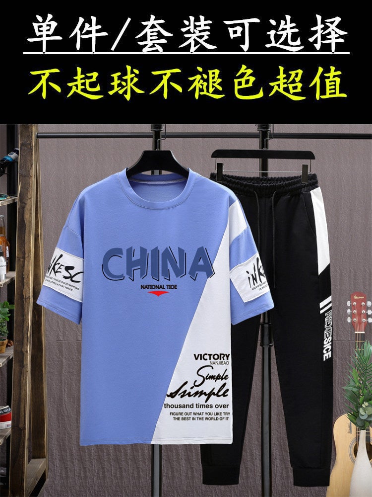 Short-sleeved T-shirt for teenagers boys 12-15 years old junior high school students 13 fashionable handsome sports suit 14 big children summer clothes - Image 5