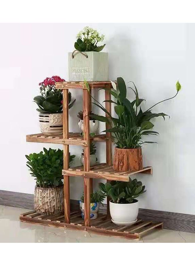 LINGWEI Wooden Plant Stand Shelf Flower Pot Plant Display Storage Rack for Living Room Balcony Courtyard Garden - Image 1