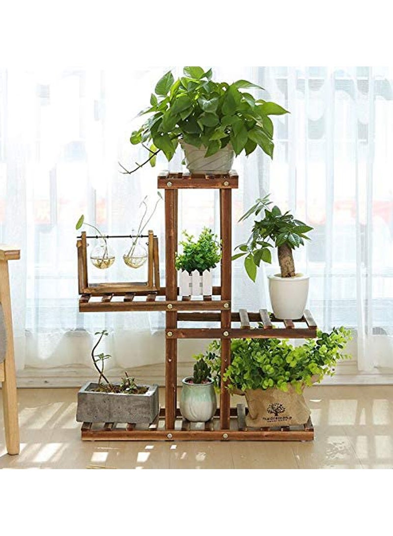 LINGWEI Wooden Plant Stand Shelf Flower Pot Plant Display Storage Rack for Living Room Balcony Courtyard Garden - Image 2