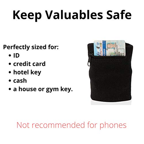 Suddora Zipper Wrist Pouch For Running - Sweatband/Wristband Wallet for Keys, ID, Cards, Cash (Black) - Image 4