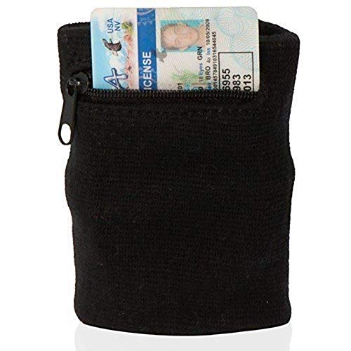 Suddora Zipper Wrist Pouch For Running - Sweatband/Wristband Wallet for Keys, ID, Cards, Cash (Black) - Image 5