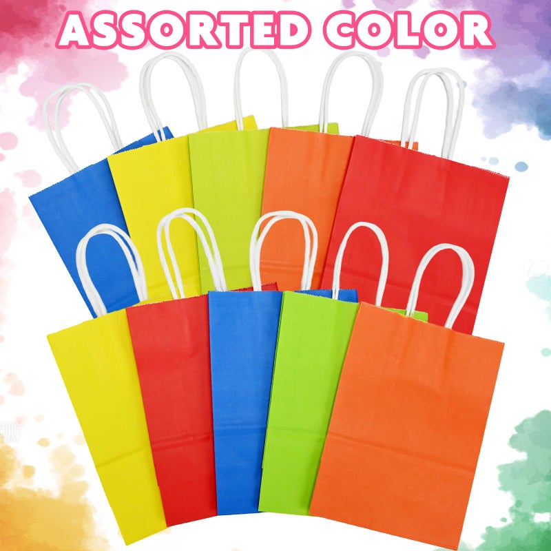 Wddeevoi 10 Pcs Paper Gift Bags with Handles, 8" Rainbow Color Goodie Bags for Party, Christmas, Favor, Birthday, Wedding, Events, Classrooms, Celebrations - Image 4