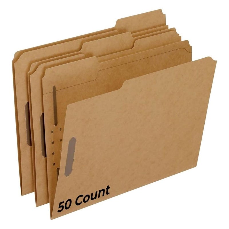 Pendaflex Fastener File Folders 2 Prong File Folder Fasteners for Secure Paper Storage Manila Folders with 13 Cut Tabs Ideal for Office Home School Use Brown Color 50 Folders Pack of 1