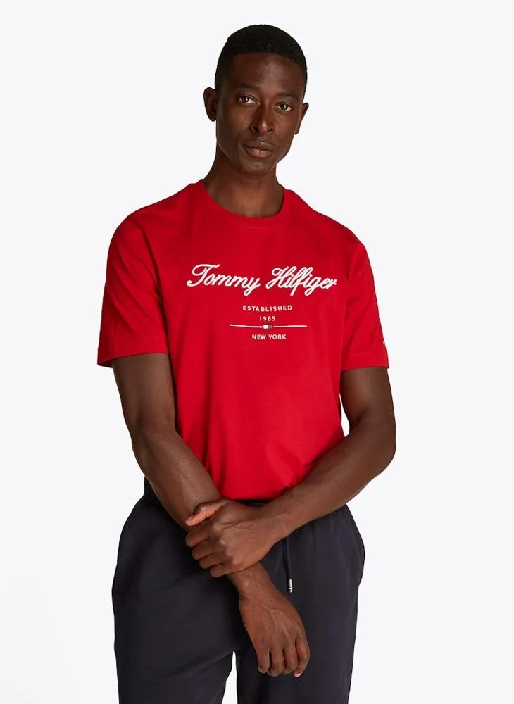 TOMMY HILFIGER Script Logo Crew Neck T-Shirt