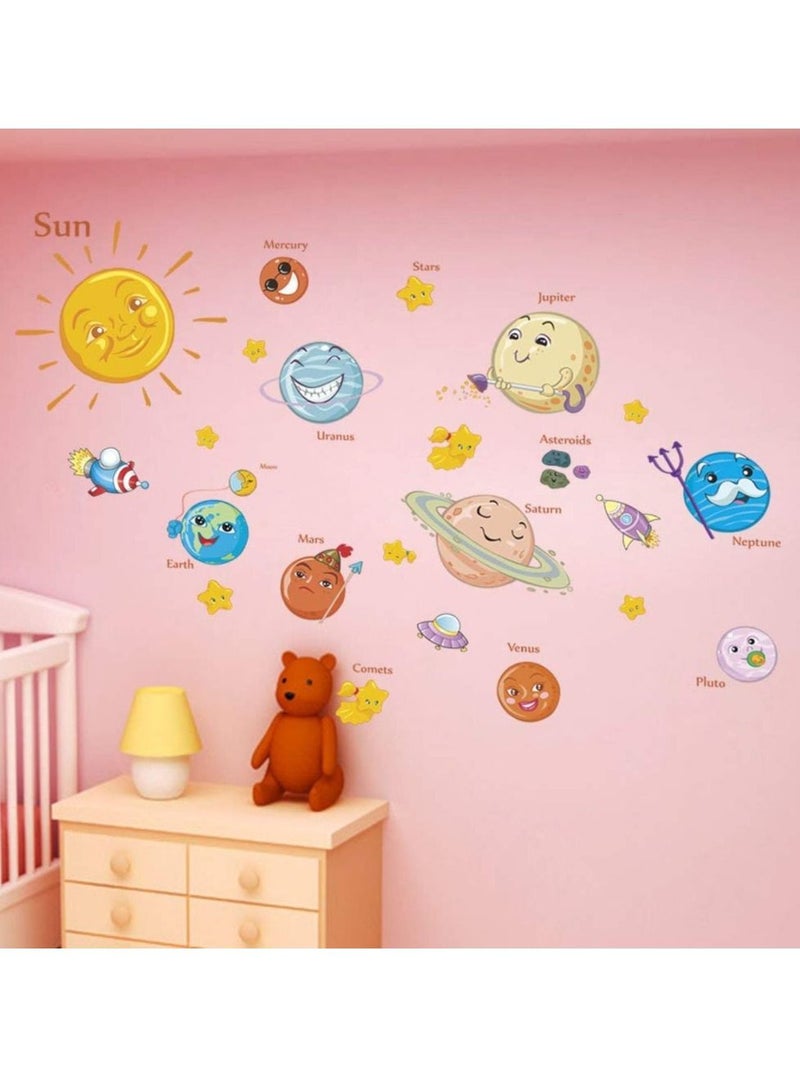 SYOSI Kids Room Wall Art Decor Decals Cartoon Removable Universe Space Planet Solar System Galaxy DIY Home Wall Stickers Decals Murals for Bedroom Living Room Ceiling Boys Girls Rooms Nursery - Image 2