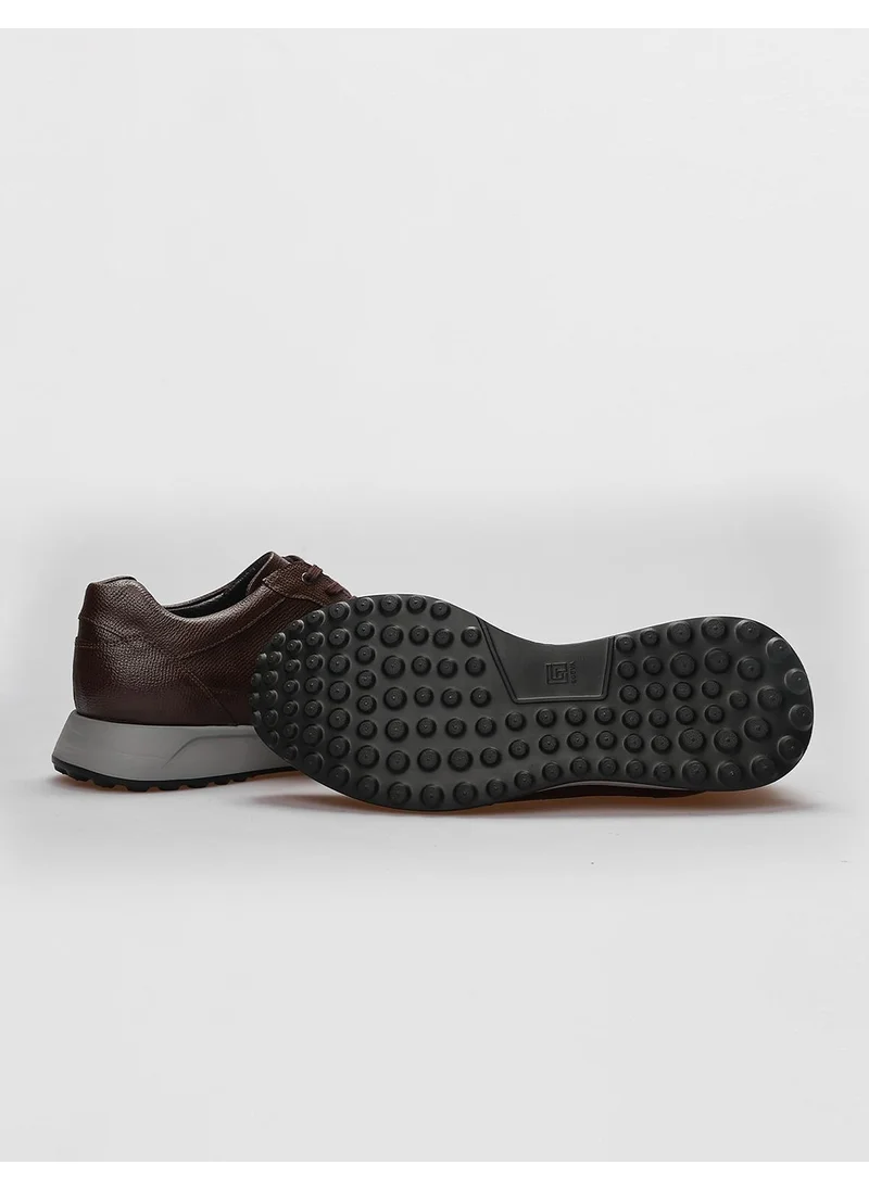 Cabani Leather Brown Lace-Up Men's Sports Shoes