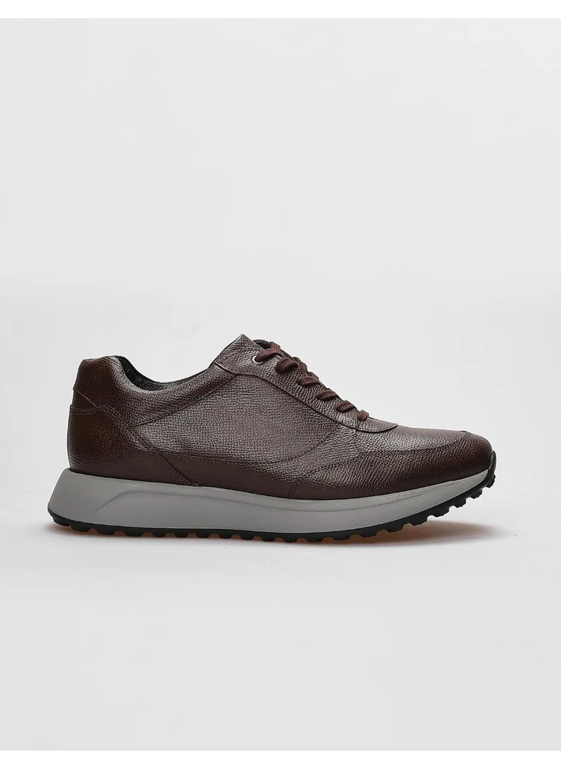 Cabani Leather Brown Lace-Up Men's Sports Shoes