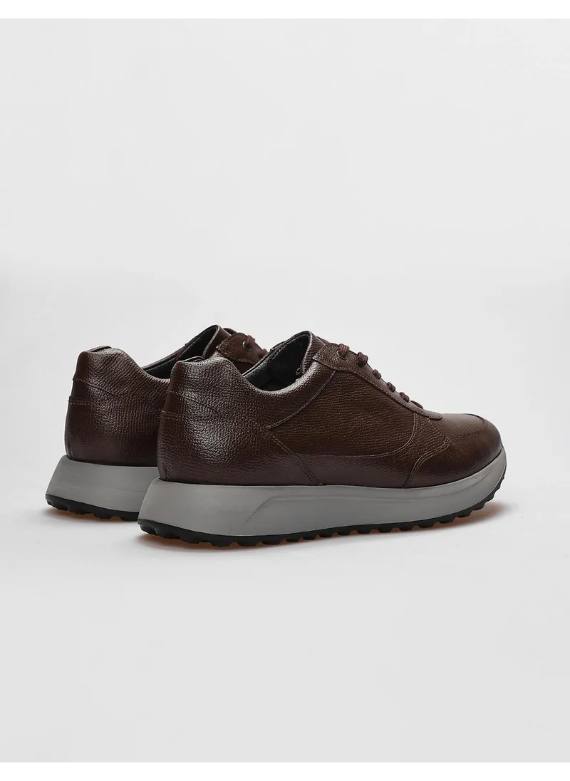 Cabani Leather Brown Lace-Up Men's Sports Shoes