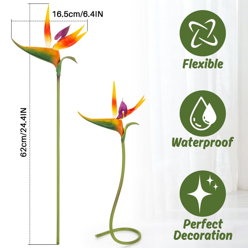 Rainflow Bird of Paradise Artificial Plant - 2PCS RAINFLOW UV Resistant Artificial Outdoor Plants Birds of Paradise Plant Artificial Giant Flowers for Decoration Hawaiian Party Decorations Hawaiian Flowers 24" - Image 2