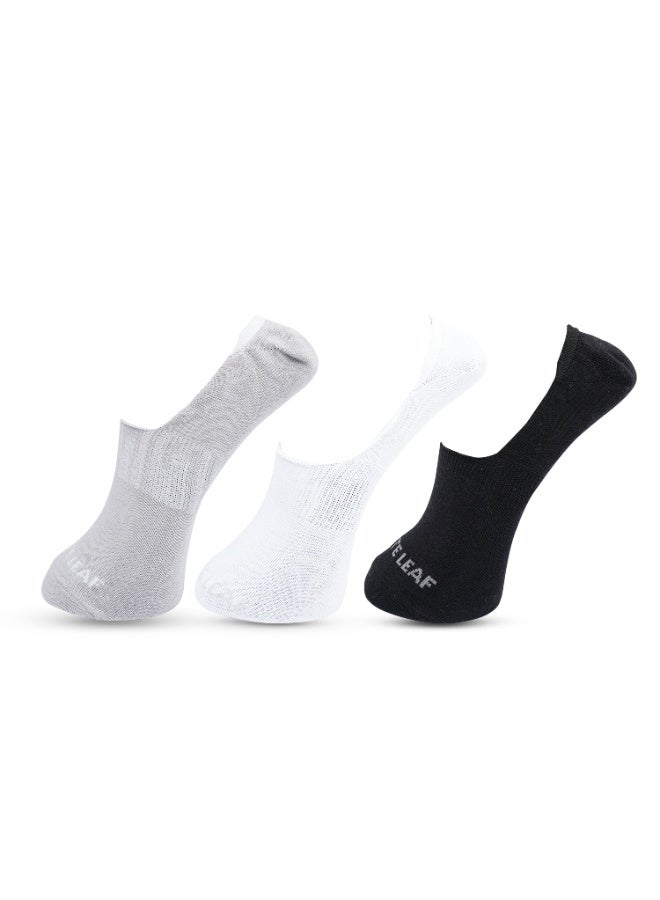 الورقة البيضاء 3 أزواج من الجوارب القصيرة للرجال المصنوعة من القطن - قابلة للتنفس، تمتص الرطوبة، متينة - 3 أزواج (رمادي فاتح، أسود، أبيض) - مقاس واحد - Image 2