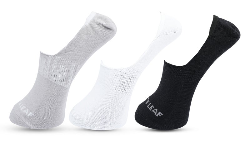 White Leaf 3 Pairs No Show Mens Socks Cotton Ankle Socks - Breathable, Moisture Wicking, Durable - 3 Pairs (Light Grey, Black, White) - Free Size - Image 2