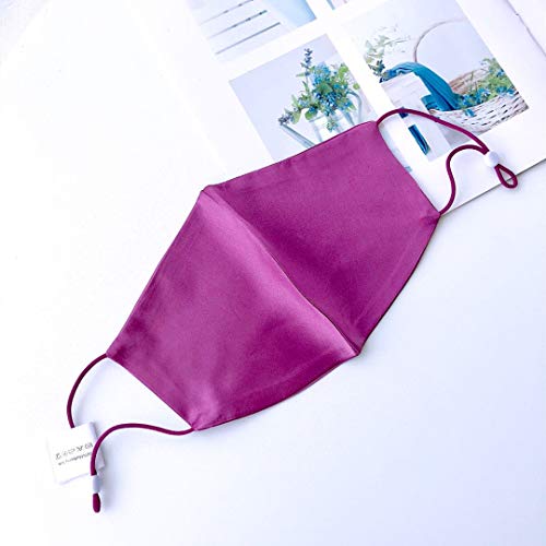 ROSEWARD 100% Mulberry Silk Purple Face Mask for Women Cooling Lightweight Masks Breathable-Dark Purple - Image 3