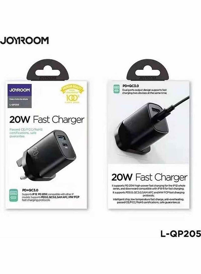 JOYROOM QC 3.0 PD And USB Dual Charger 20W 72*40.4*48.7mm Black - Image 5