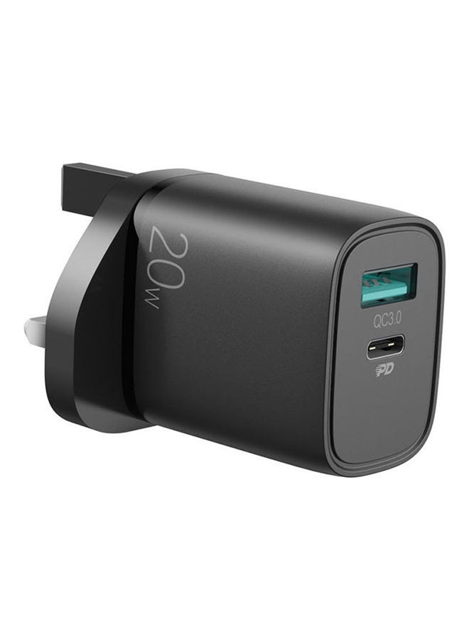 JOYROOM QC 3.0 PD And USB Dual Charger 20W 72*40.4*48.7mm Black - Image 1