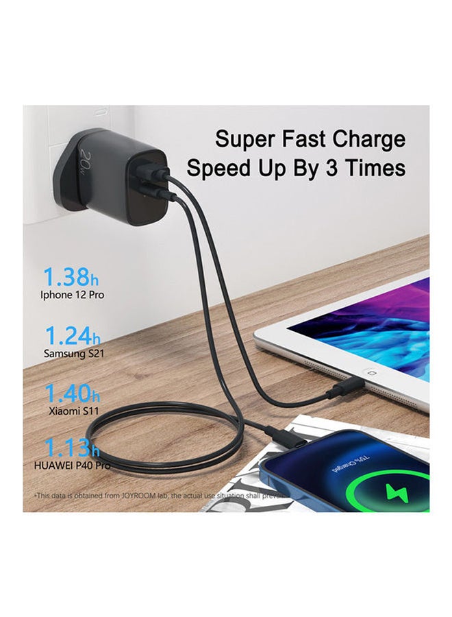 JOYROOM QC 3.0 PD And USB Dual Charger 20W 72*40.4*48.7mm Black - Image 4