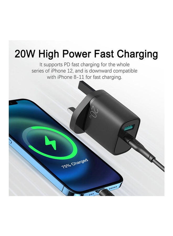 JOYROOM QC 3.0 PD And USB Dual Charger 20W 72*40.4*48.7mm Black - Image 2