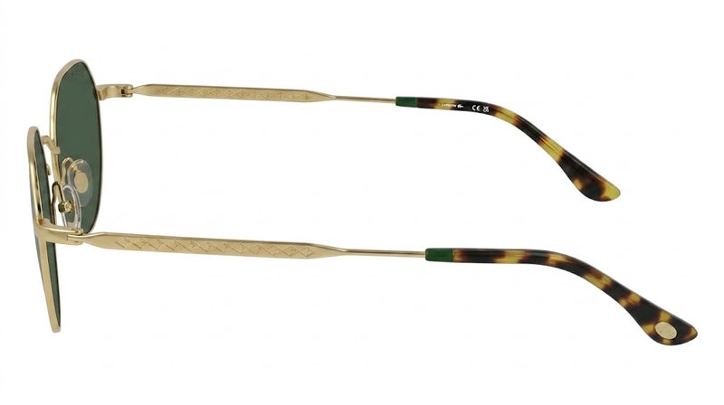 Lacoste L268S 210 53 Geometric Sunglasses For Unisex - Gold Frame, Green Lens - Image 3