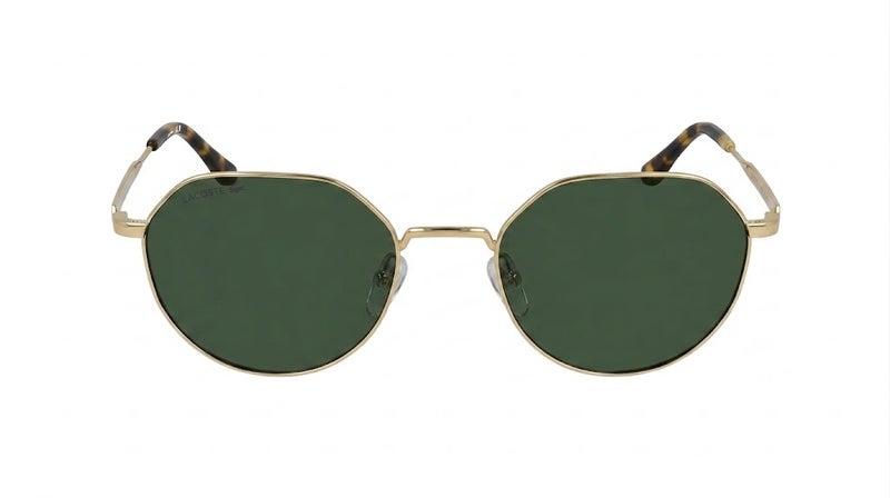 Lacoste L268S 210 53 Geometric Sunglasses For Unisex - Gold Frame, Green Lens - Image 2