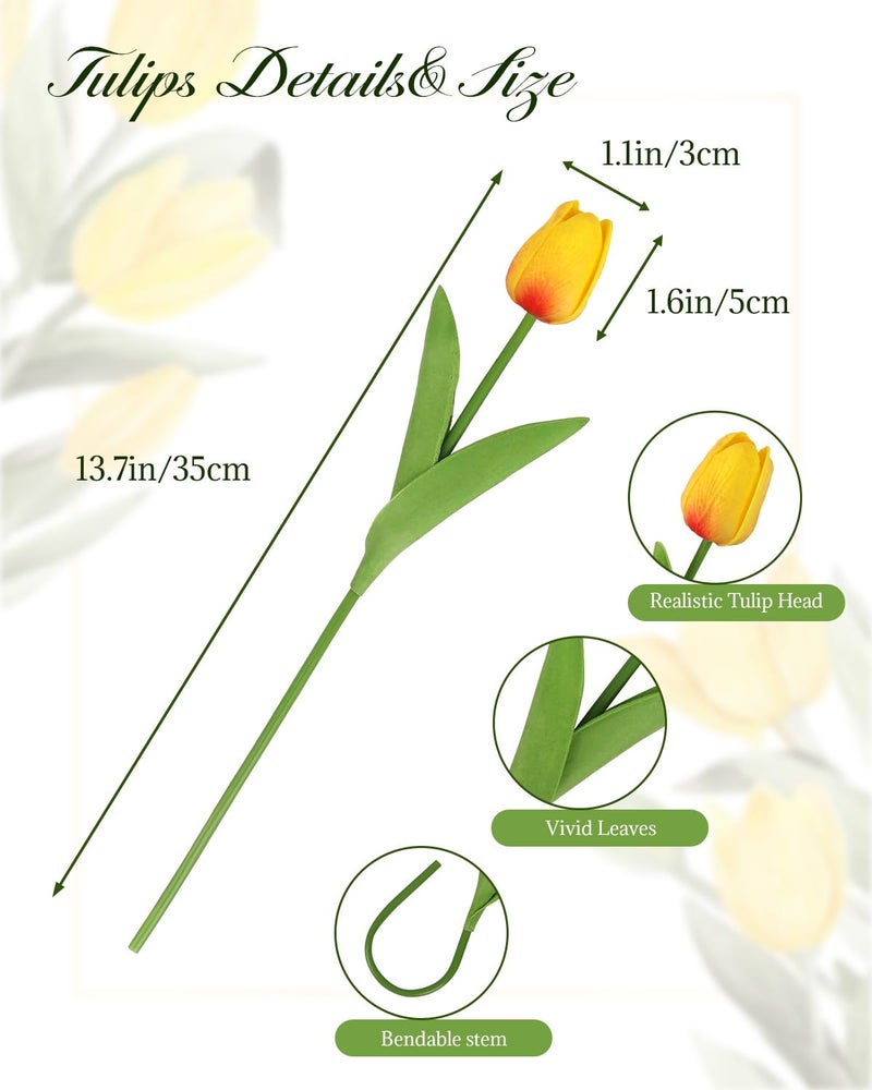 MACTING 30PCS Artificial Tulip Flowers 13.7" Fake Flowers Real Touch Faux PU Tulips Bouquet for Floral Arrangement Table Centerpieces Home Indoor Mothers Day Spring Easter Decor(Multi Colors-2) - Image 4