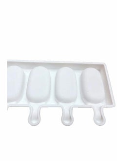 Y&D Lakobos Pieces Popsicle Molds Set, 8 Cavities Silicone with 50 Wooden Sticks for DIY Ice Pop Cream Mold Oval Cake (White)  - Image 5