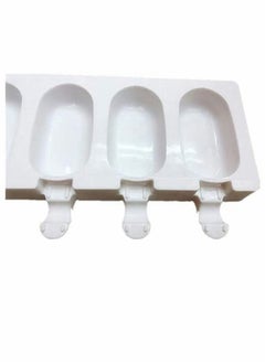 Y&D Lakobos Pieces Popsicle Molds Set, 8 Cavities Silicone with 50 Wooden Sticks for DIY Ice Pop Cream Mold Oval Cake (White)  - Image 4